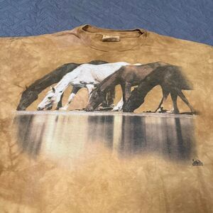 Vintage 1999 Leather Tag The Mountain Wild Horses RARE Tee Nature Size XL